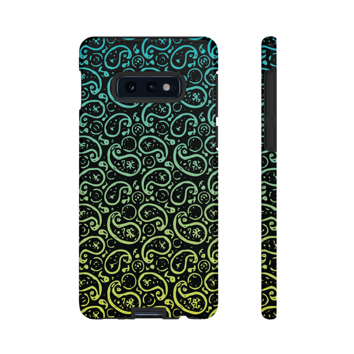Cute Samsung Phone Case | Aesthetic Samsung Phone Case | Paisley Blue Yellow Black | Galaxy S23, S22, S21, S20 | Luxury Double Layer | Cool - Studio40ParkLane