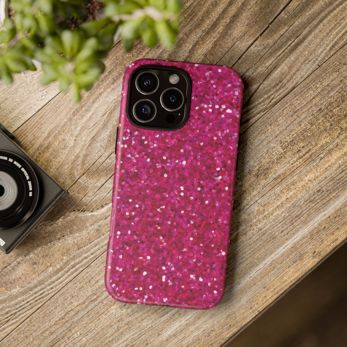 Faux Muted Pink Play on Glitter Effect Cute Phone Case, for IPhone 16 pro Max | Iphone 15, Iphone 14, IPhone 13 Case, 11 8 7, Samsung Galaxy S24, S23, S22, S21, 2 Layer Protection