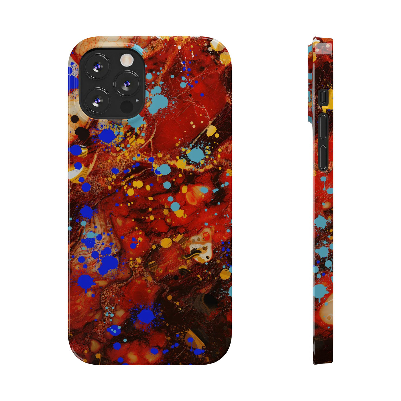 Slim Cute iPhone Cases - | iPhone 15 Case | iPhone 15 Pro Max Case, Iphone 14 Case, Iphone 14 Pro Max, Iphone 13, Fall Marble Paint Splash