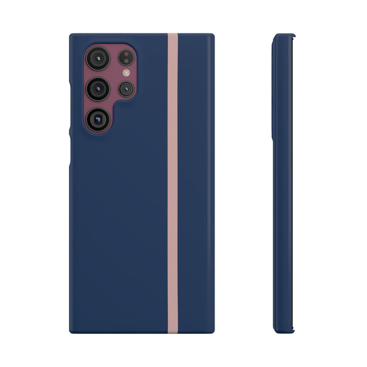 Sleek Navy Blue Pink Stripe Snap Phone Case for iPhone 18 17 16 15 14 13 Pro Max, Samsung Galaxy S26 S25 Ultra Lightweight Cute Phone Case - Studio40ParkLane