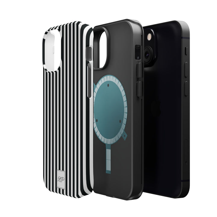 Custom Personalized Black White Striped Magsafe Phone Case for Iphone 17 - | iPhone 16 Pro Max Case | iPhone 15 Case Iphone 14 13 12 11 10 - Studio40ParkLane
