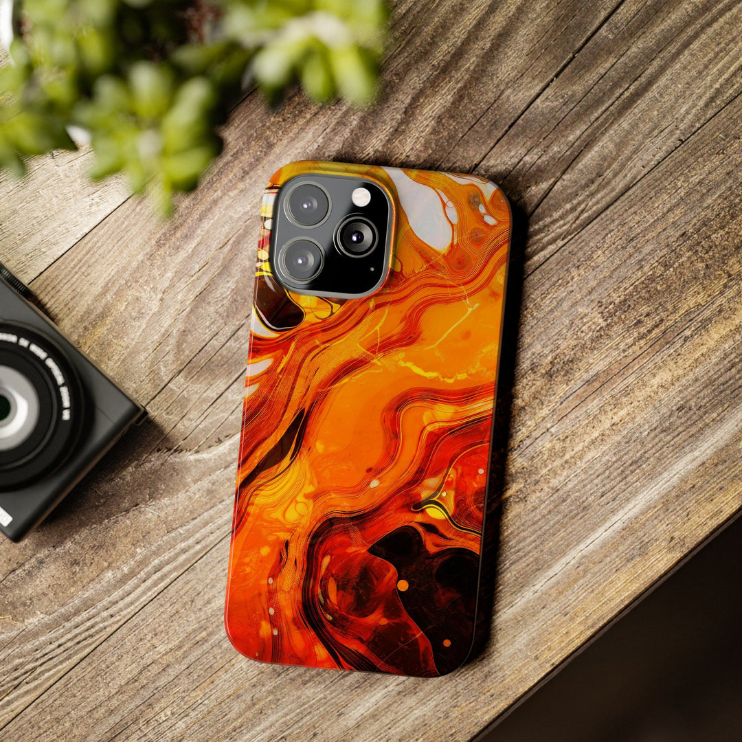 Slim Cute Phone Cases for Iphone - | iPhone 15 Case | iPhone 15 Pro Max Case, Iphone 14 Case, Iphone 14 Pro Max, Iphone 13, Marble Orange Yellow - Studio40ParkLane