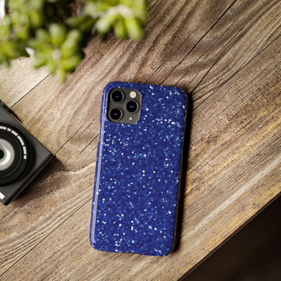Slim Blue Muted Faux Play on Glitter Effect Cute Phone Cases for Iphone 16 Pro Max | iPhone 15 Case | iPhone 15 Pro Max Case, Iphone 14, Iphone 14 Pro Max, Iphone 13 12 11 8 7 - Studio40ParkLane