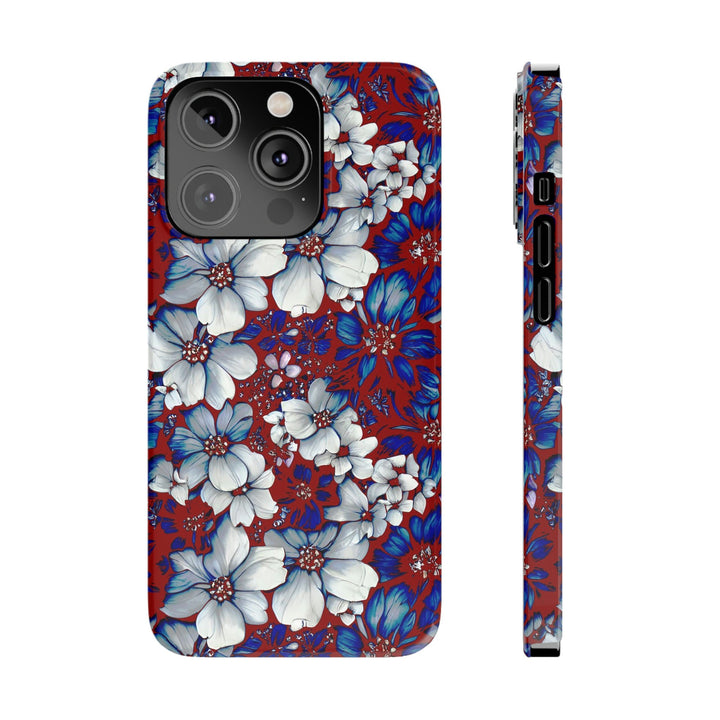 Slim Cute Phone Cases for Iphone - | iPhone 15 Case | iPhone 15 Pro Max Case, Iphone 14 Case, Iphone 14 Pro Max, Iphone 13, Red Blue Flowers - Studio40ParkLane
