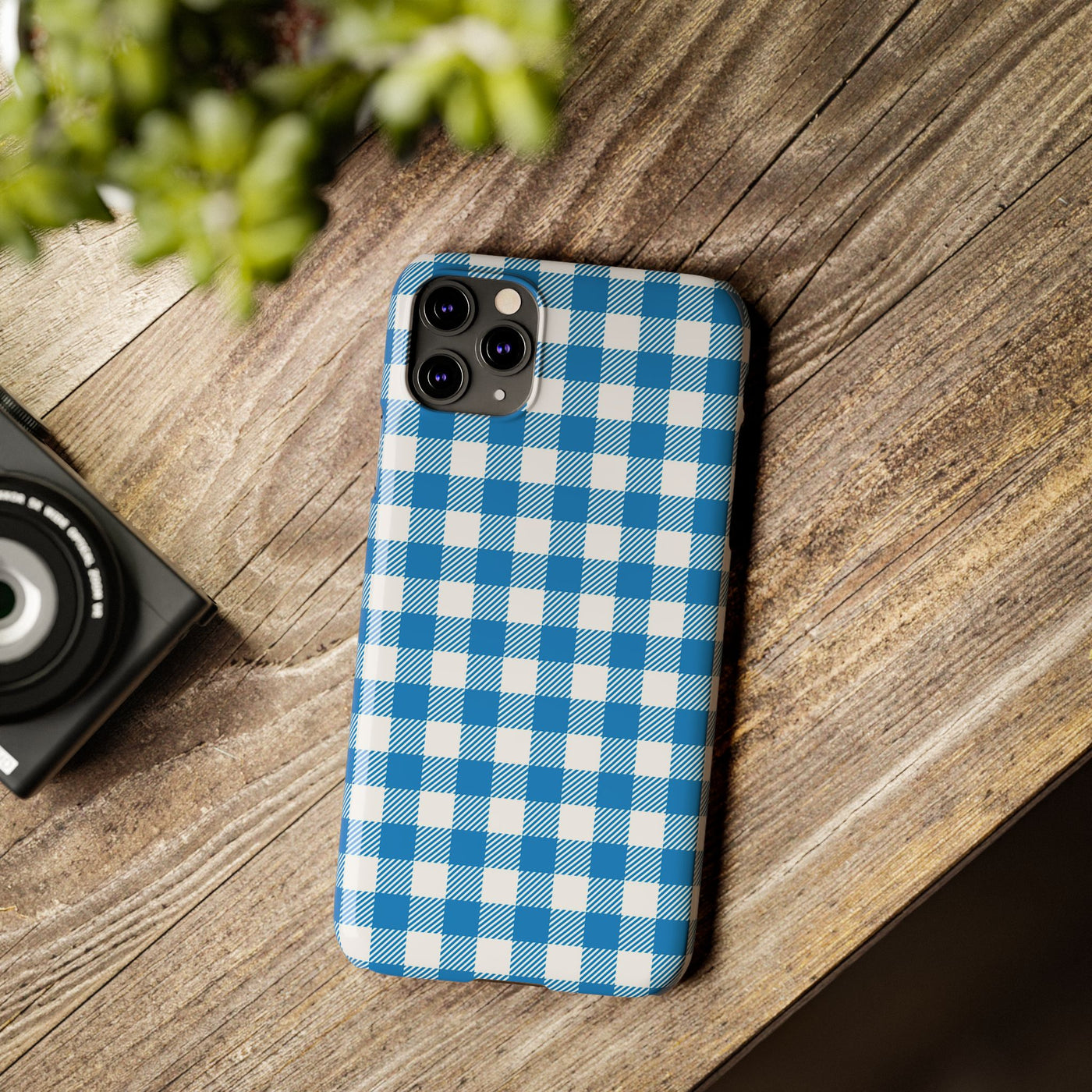 Slim Blue Gingham Gift for Her Cute Phone Cases for Iphone 16 Pro Max | iPhone 15 Case | iPhone 15 Pro Max Case, Iphone 14, 13, 12, 11, 10, 8, 7