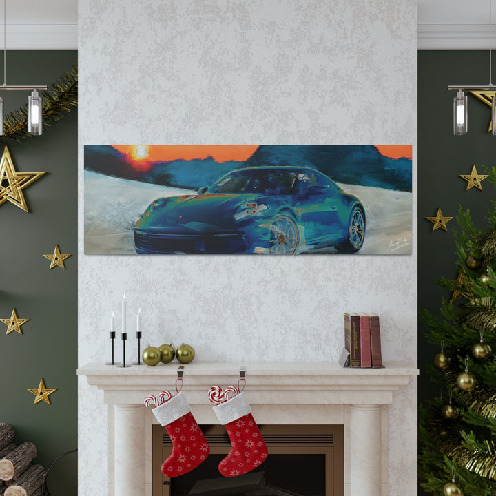 Porsche Wall Art on Canvas Print Gallery Wrapped - Gorgeous Porsche 911 Carrera Wall Art - Set in the mountains with a Sunset - Home Decor - Studio40ParkLane
