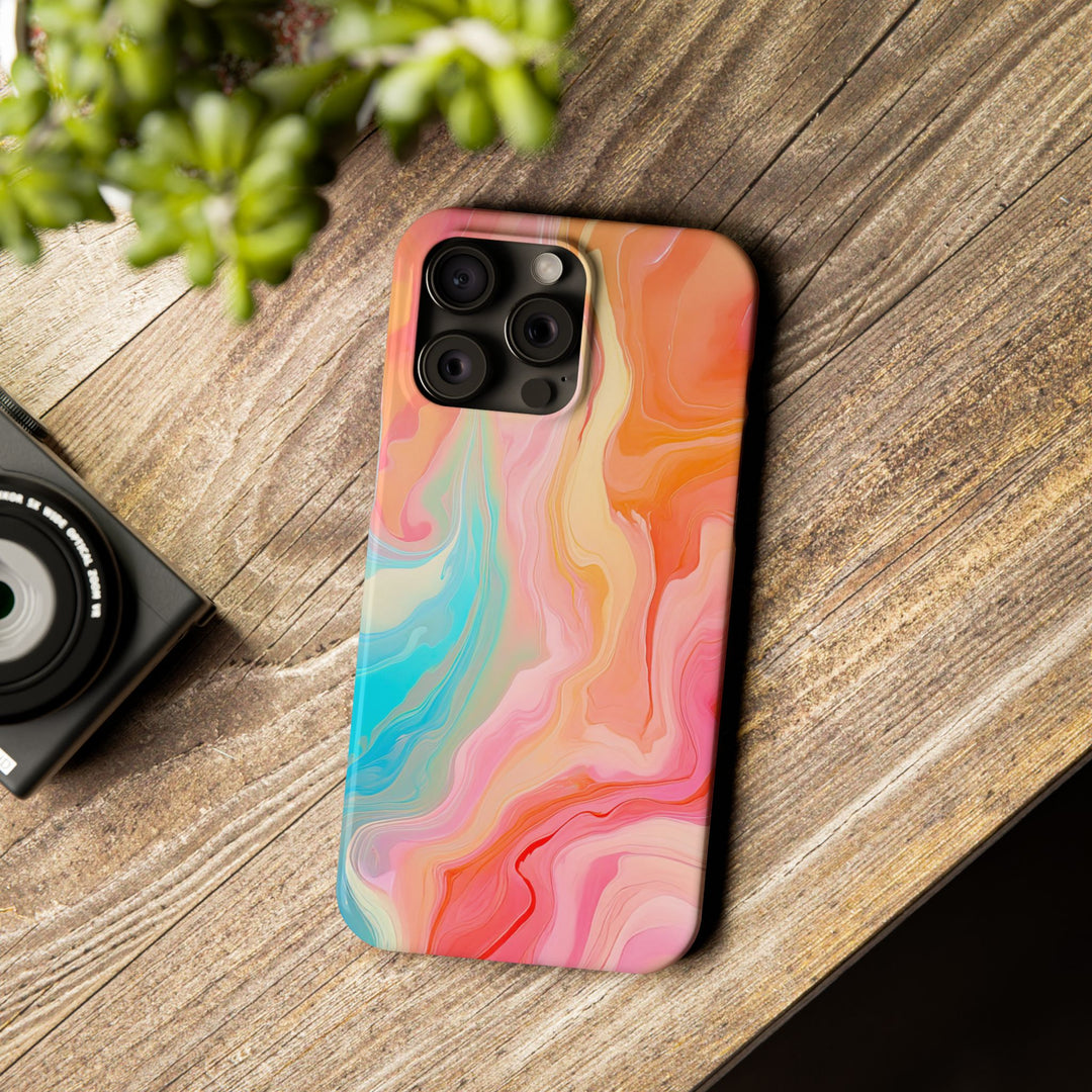Slim Blue Pink Orange Marbled Cute Phone Cases for Iphone 16 Pro Max | iPhone 15 Case | iPhone 15 Pro Max Case, Iphone 14, Iphone 14 Pro Max, Iphone 13 12 11 8 7 - Studio40ParkLane