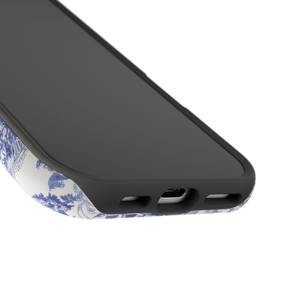 Blue Toile Magnetic Impact-Resistant Cute Phone Case for Iphone 16, iPhone 15 Pro Max Plus 14, 13, 12, 11 Gift for her - Studio40ParkLane