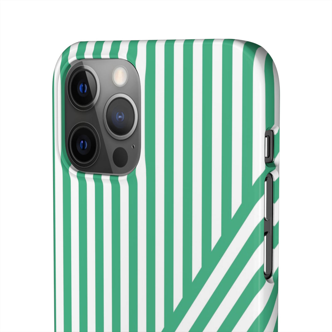 Aesthetic Emerald Stripes Cute Phone Case Sleek Snap - For iPhone 17 Pro Max iPhone 16 Pro iPhone 15 Iphone 14 Plus 13 Pro 12 11 10 Gift