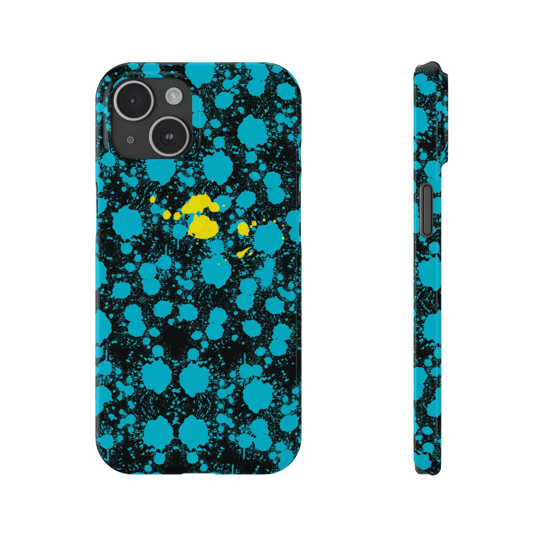 Slim Cute Phone Cases for Iphone - | iPhone 15 Case | iPhone 15 Pro Max Case, Iphone 14 Case, Iphone 14 Pro Max, Iphone 13, Paint Splash Blue Yellow - Studio40ParkLane