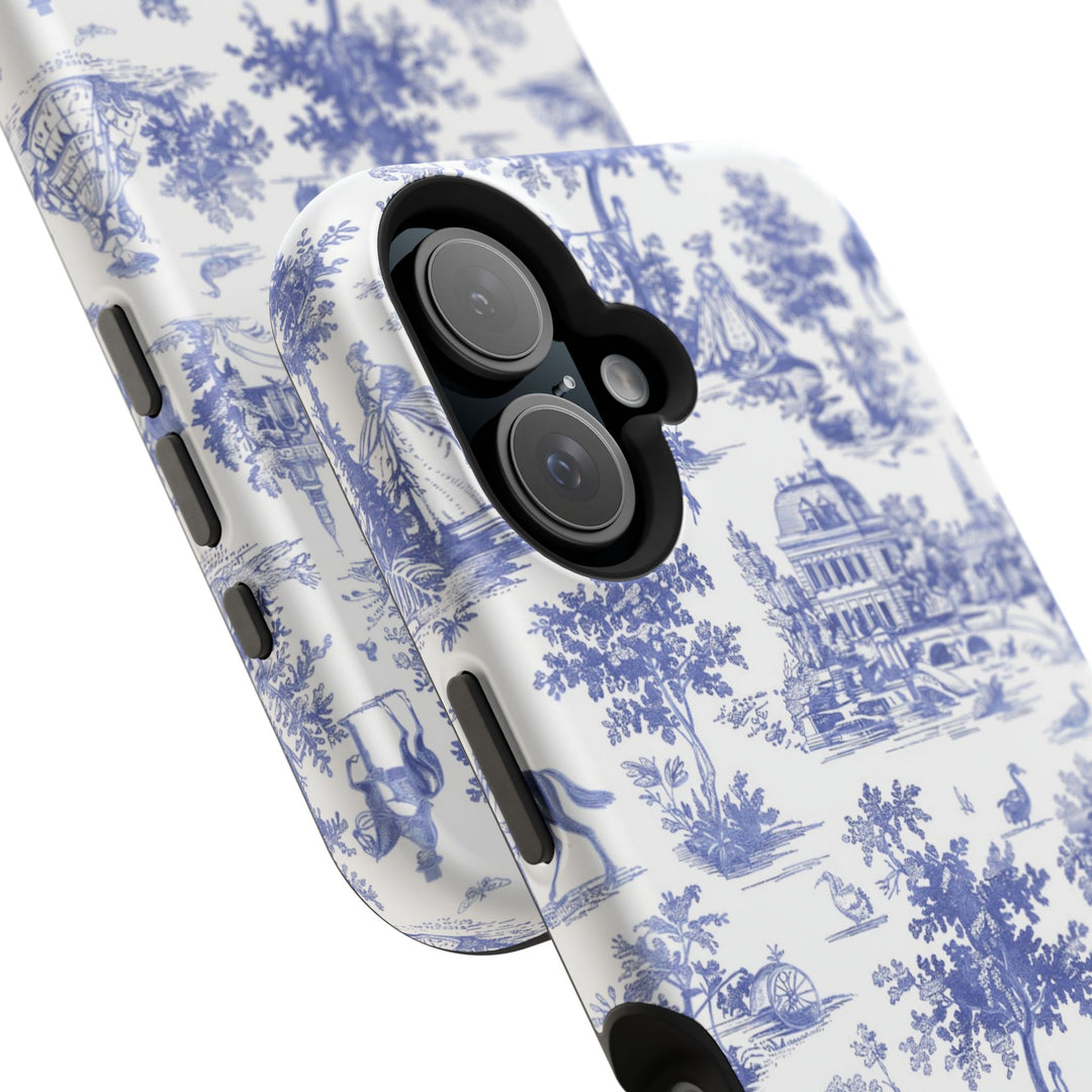 Blue Toile Magnetic Impact-Resistant Cute Phone Case for Iphone 16, iPhone 15 Pro Max Plus 14, 13, 12, 11 Gift for her - Studio40ParkLane