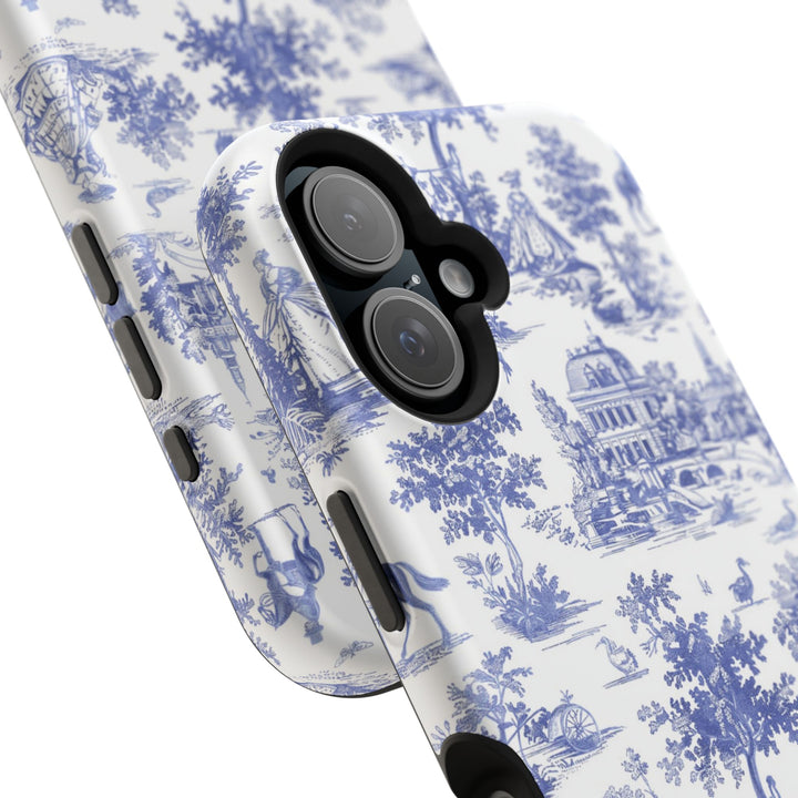 Blue Toile Magnetic Impact-Resistant Cute Phone Case for Iphone 16, iPhone 15 Pro Max Plus 14, 13, 12, 11 Gift for her - Studio40ParkLane