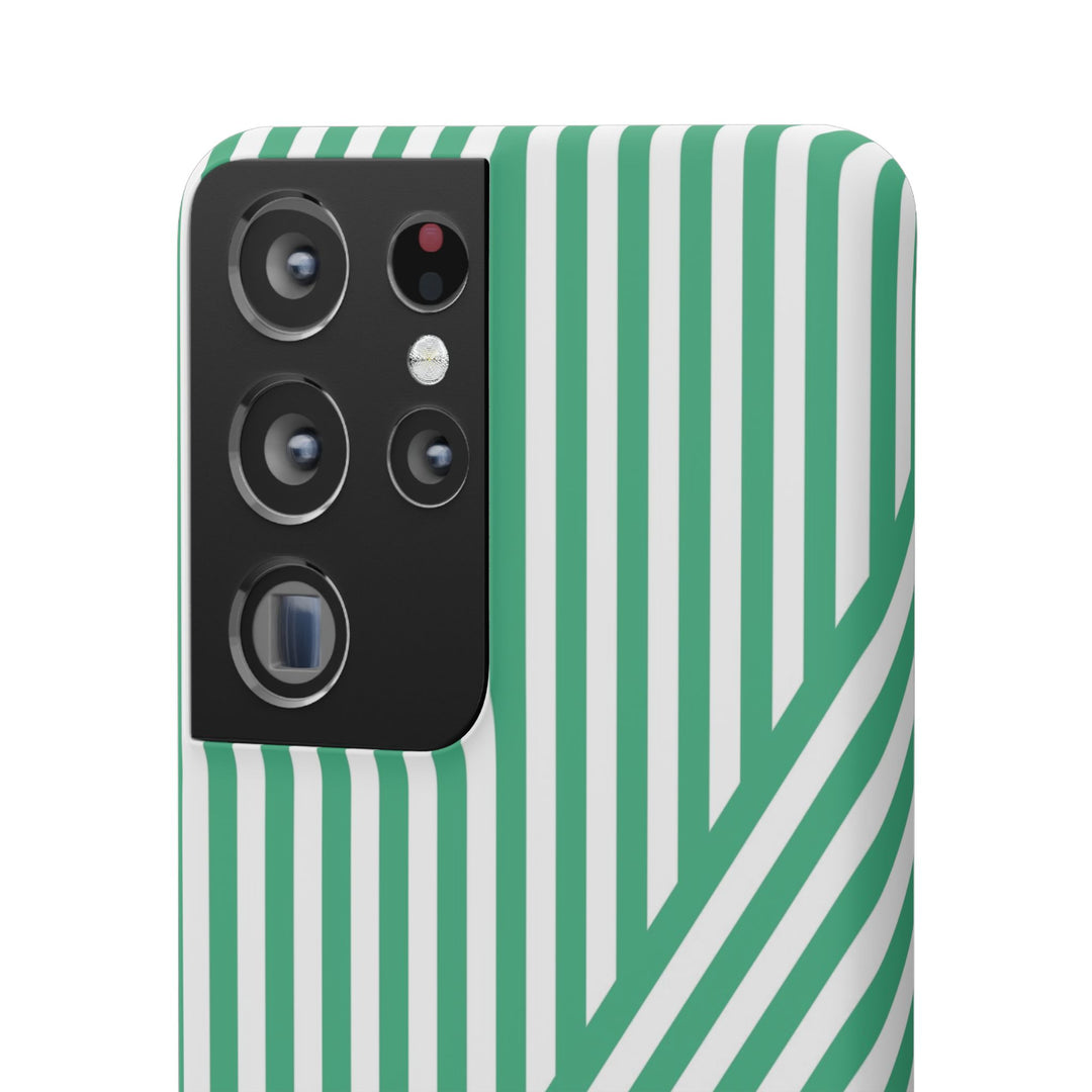 Aesthetic Emerald Stripes Cute Phone Case Sleek Snap - For iPhone 17 Pro Max iPhone 16 Pro iPhone 15 Iphone 14 Plus 13 Pro 12 11 10 Gift