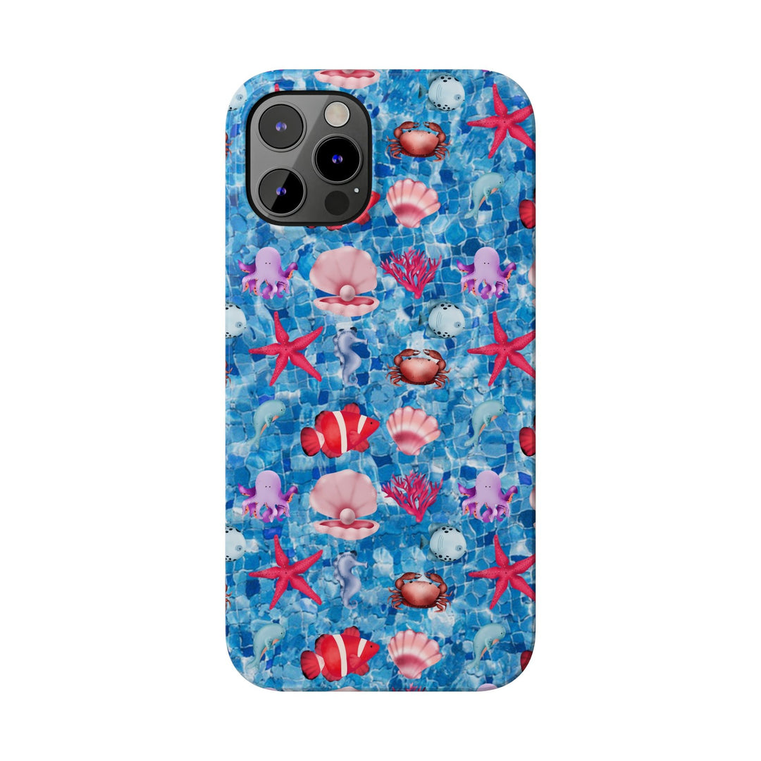 Slim Cute Phone Cases for Iphone - | iPhone 15 Case | iPhone 15 Pro Max Case, Iphone 14 Case, Iphone 14 Pro Max, Iphone 13, Blue Red Under Sea - Studio40ParkLane