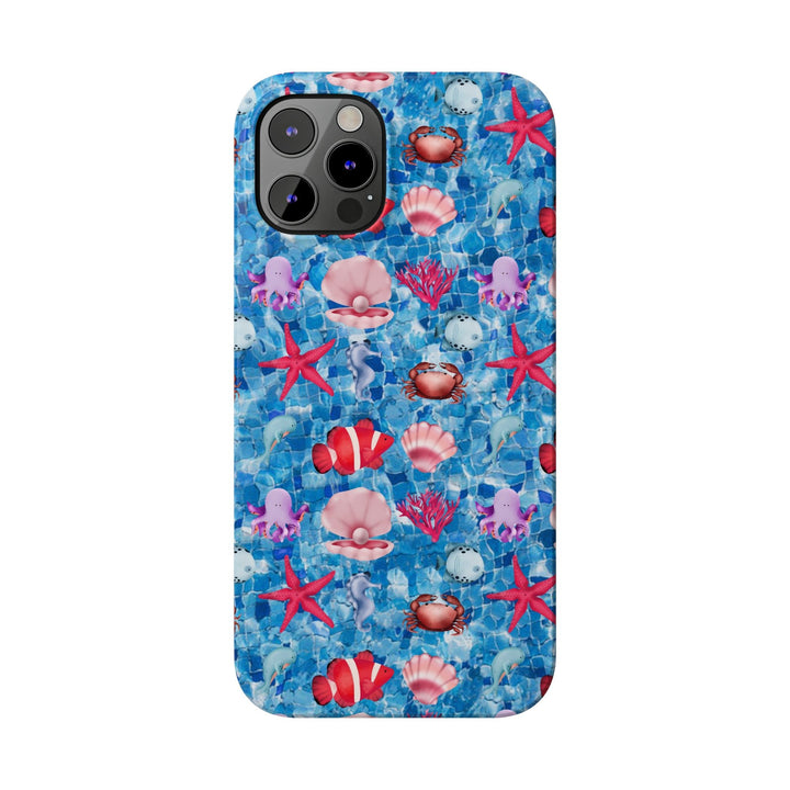 Slim Cute Phone Cases for Iphone - | iPhone 15 Case | iPhone 15 Pro Max Case, Iphone 14 Case, Iphone 14 Pro Max, Iphone 13, Blue Red Under Sea - Studio40ParkLane