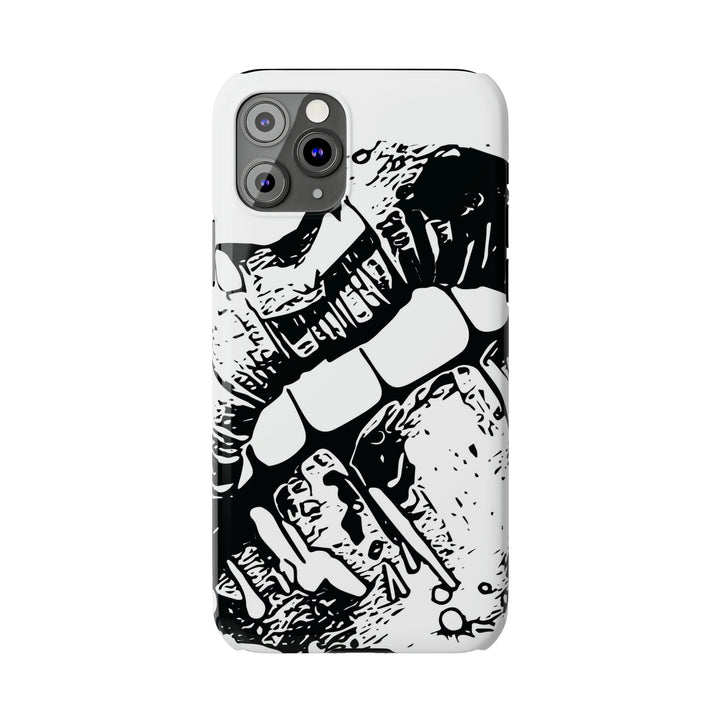 Slim Cute Phone Cases for Iphone - | iPhone 15 Case | iPhone 15 Pro Max Case, Iphone 14 Case, Iphone 14 Pro Max, Iphone 13, Smile Lips Black and White - Studio40ParkLane