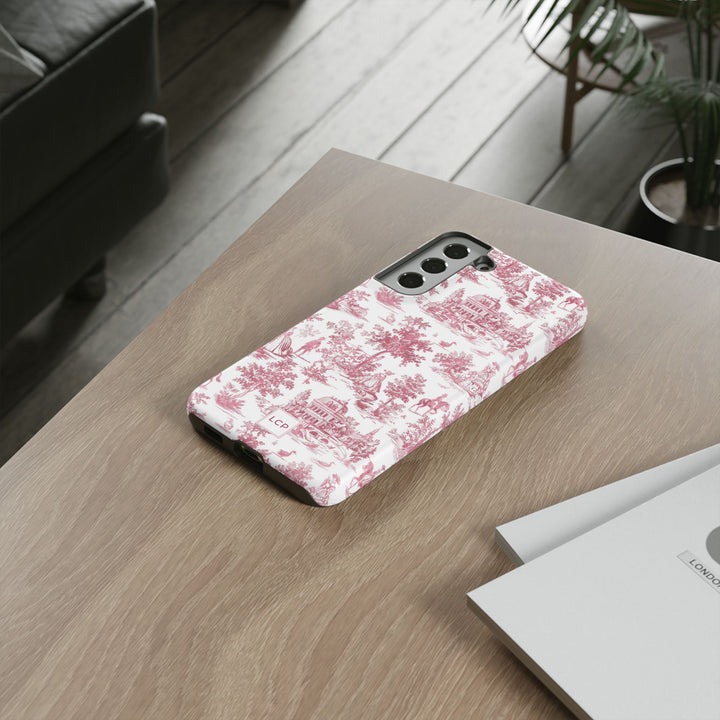 Personalized Custom French Toile Tough Cute Phone Case For Apple iPhone 18, 17, 16, 15 14, Pro Max, Samsung Galaxy S26, S25, S24 Plus Ultra