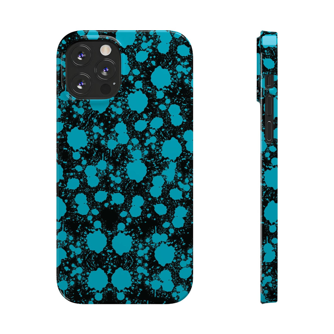 Slim Cute Phone Cases for Iphone - | iPhone 15 Case | iPhone 15 Pro Max Case, Iphone 14 Case, Iphone 14 Pro Max, Iphone 13, Blue Paint Blots Splash - Studio40ParkLane