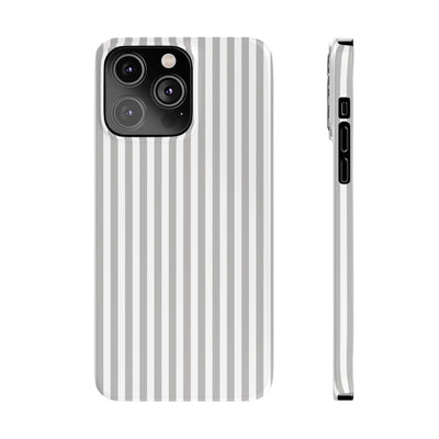 Slim Light Grey Striped Cute Phone Case for Iphone 16 - | iPhone 15 Pro Max Case | iPhone 14 Case Iphone 13 12 11 10 9 8 7 Gift for Her - Studio40ParkLane