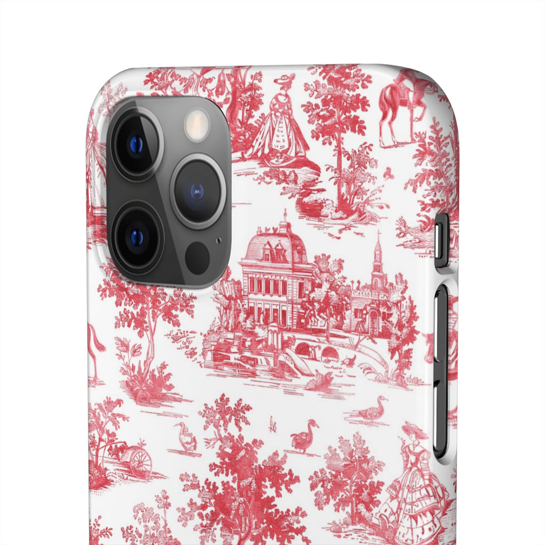 Snap French Toile Personalized Initial Custom Gift for Her Cute Phone Cases for Samsung S24, S23, S22, S21, S20, Plus and Ultra and Iphone, 16, 15, 14, 13, 12, 11. 10 - Studio40ParkLane