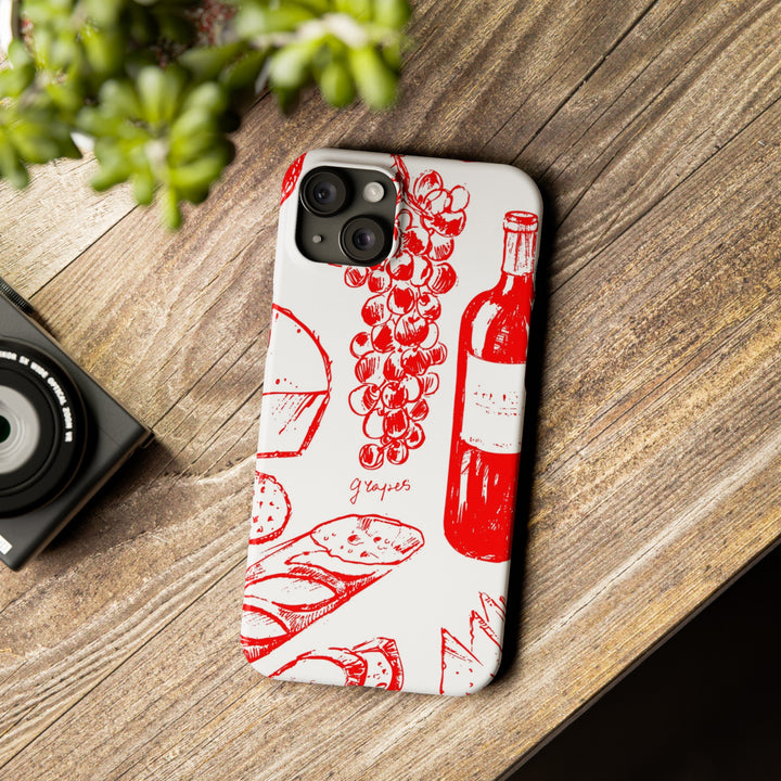 Slim Cute Phone Cases for Iphone | iPhone 15 Case | iPhone 15 Pro Max Case, Iphone 14, Iphone 14 Pro Max, Iphone 13, French Food Wine Red - Studio40ParkLane