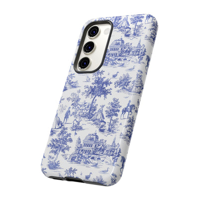 Premium Tough Blue French Toile Gift for Her Cute Phone Cases for Samsung and Iphone, 16, 15, 14, S24, S23, S22, S21, S20, Plus, Ultra, Pro