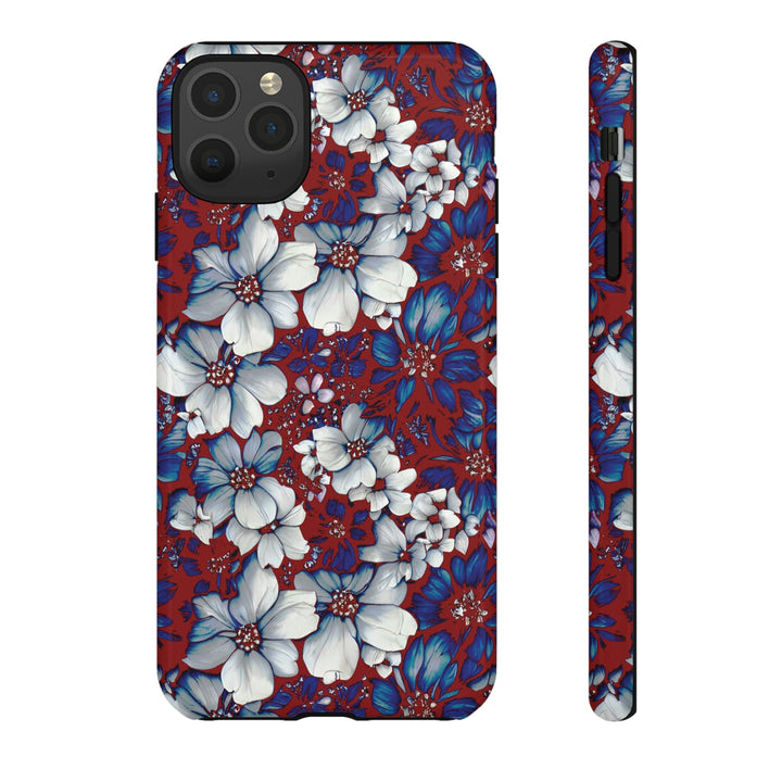 Cute IPhone Case | Red Blue Flowers, iPhone 15 Case | iPhone 15 Pro Case, Iphone 14 Case, Iphone 14 Pro Max Case, Protective Iphone Case - Studio40ParkLane