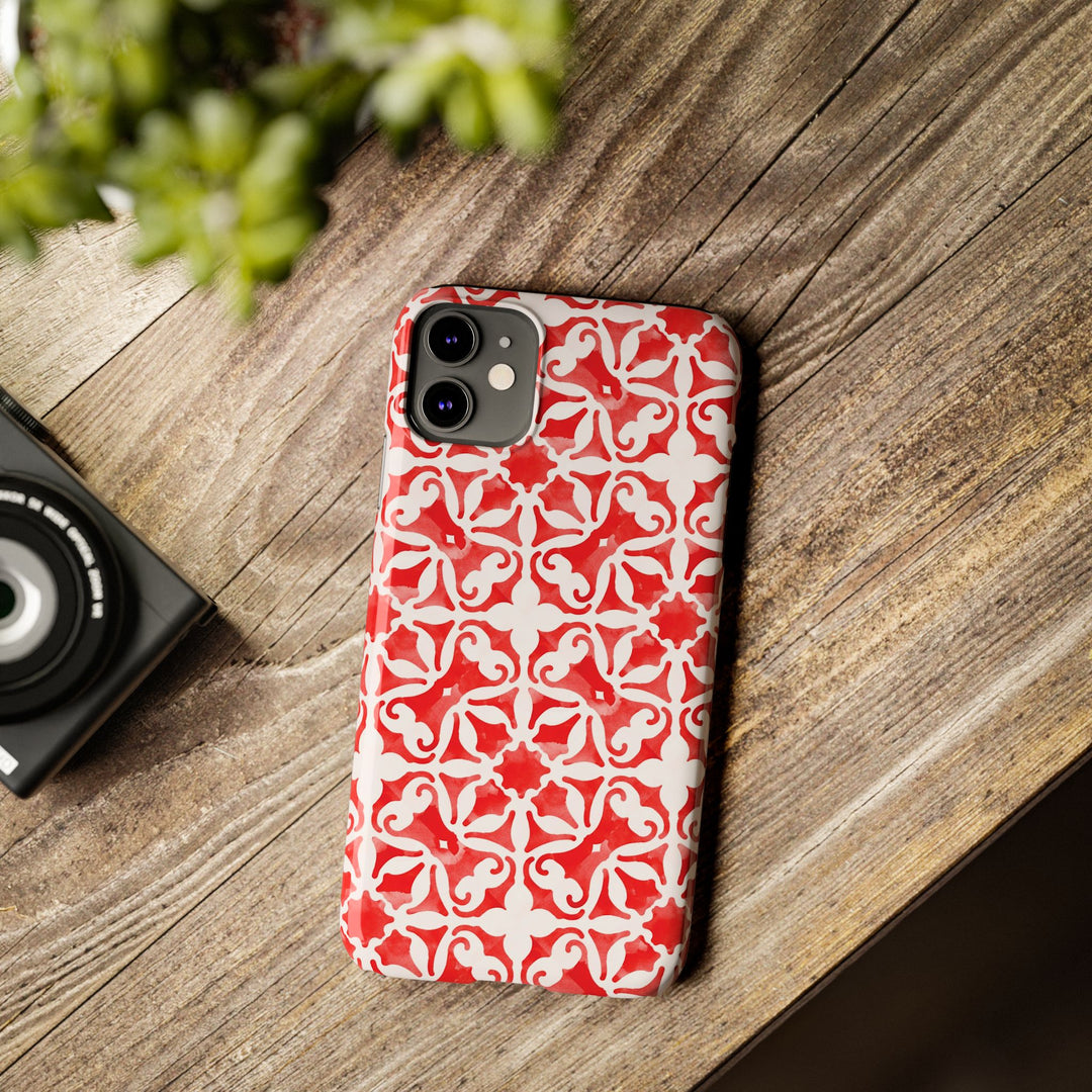 Slim Red Mosaic Gift for Her Cute Phone Cases for Iphone 16 Case | iPhone 15 Case | iPhone 15 Pro Max Case, Iphone 14, Iphone 14 Pro Max, Iphone 13, 12, 11, 10, 8,7 - Studio40ParkLane