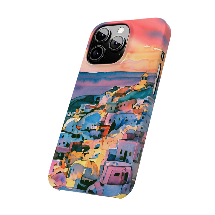 Slim Cute Phone Cases for Iphone | iPhone 15 Case | iPhone 15 Pro Max Case, Iphone 14, Iphone 14 Pro Max, Iphone 13, Colorful Greek House Watercolor - Studio40ParkLane