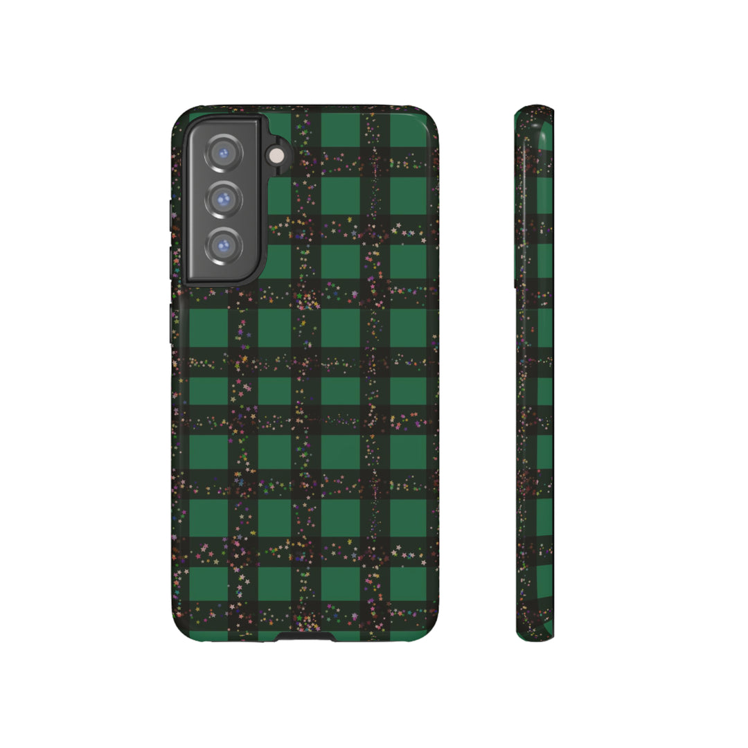 Cute Samsung Phone Cases, Designer Samsung Galaxy S23 Phone Case, Samsung S22 Case, Samsung S21 Case, Samsung S20 Case, Green Festive Plaid - Studio40ParkLane