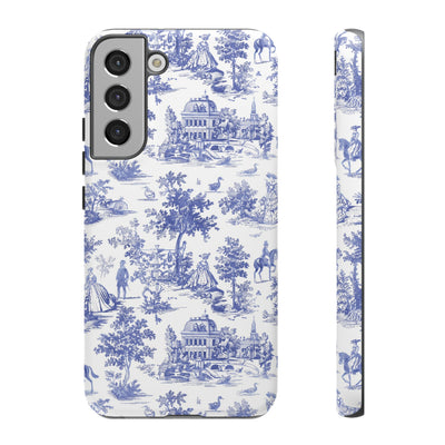 Premium Tough Blue French Toile Gift for Her Cute Phone Cases for Samsung and Iphone, 16, 15, 14, S24, S23, S22, S21, S20, Plus, Ultra, Pro