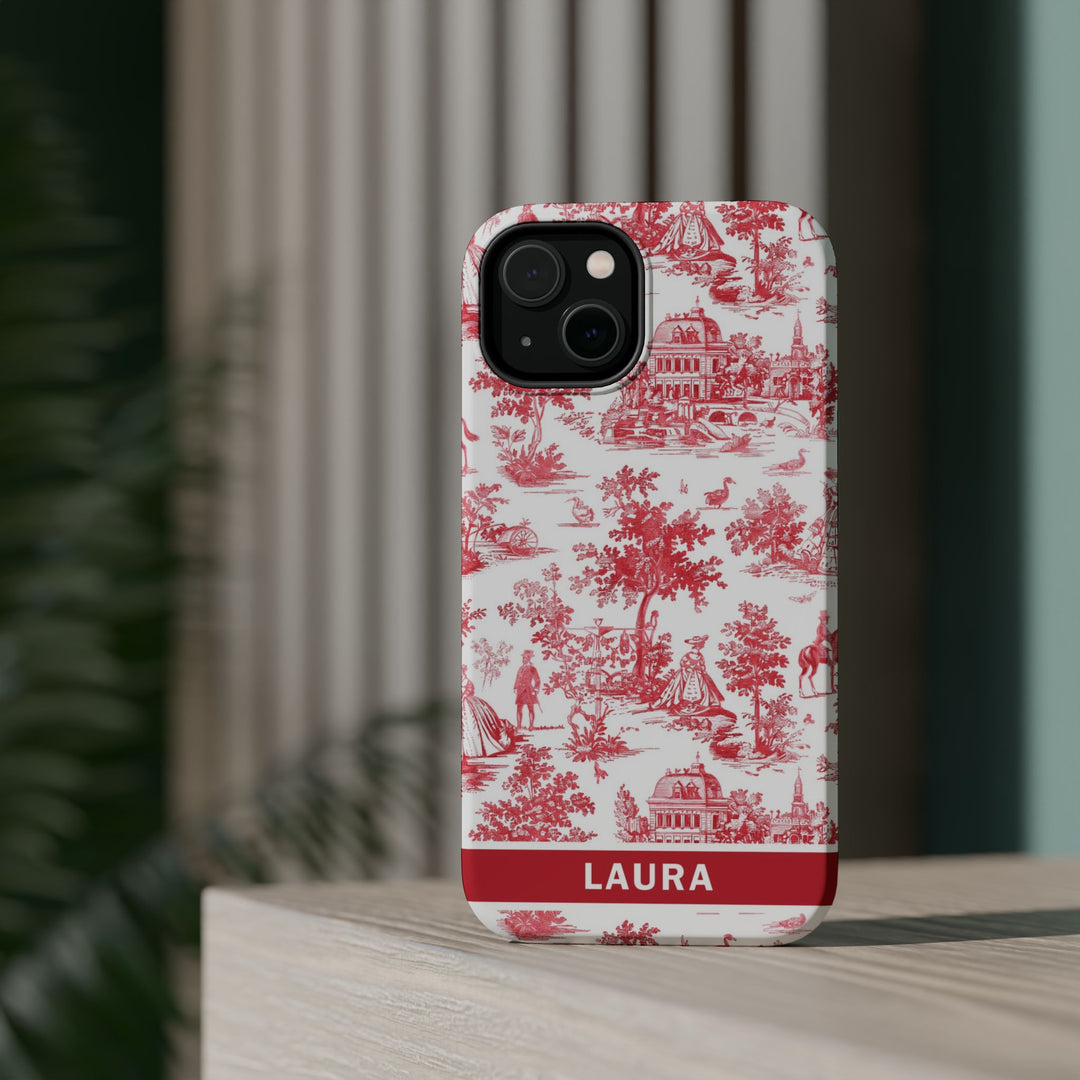 Magsafe French Toile Personalized Initial Custom Gift for Her Cute Phone Cases for Iphone 16 Pro Max | iPhone 15 Case | iPhone 15 Pro Max Case, Iphone 14, 13, 12, 11, 10, 8, 7 - Studio40ParkLane