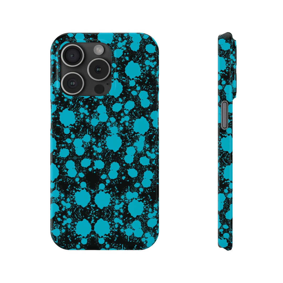 Slim Cute Phone Cases for Iphone - | iPhone 15 Case | iPhone 15 Pro Max Case, Iphone 14 Case, Iphone 14 Pro Max, Iphone 13, Blue Paint Blots Splash - Studio40ParkLane