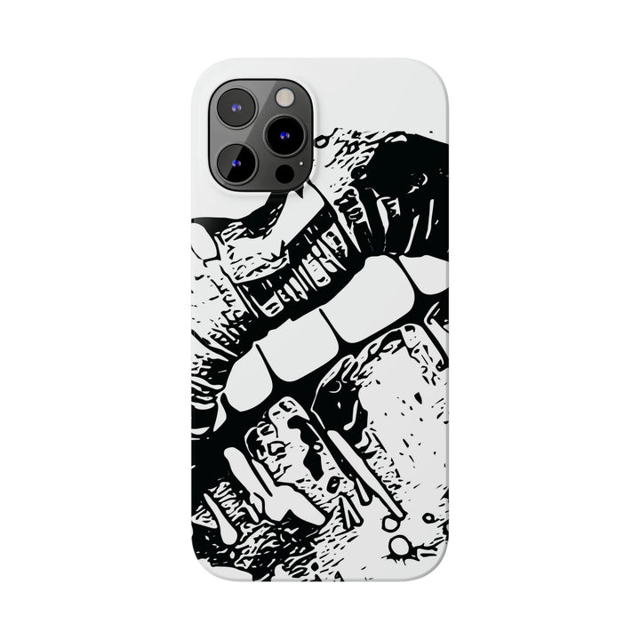 Slim Cute Phone Cases for Iphone - | iPhone 15 Case | iPhone 15 Pro Max Case, Iphone 14 Case, Iphone 14 Pro Max, Iphone 13, Smile Lips Black and White - Studio40ParkLane