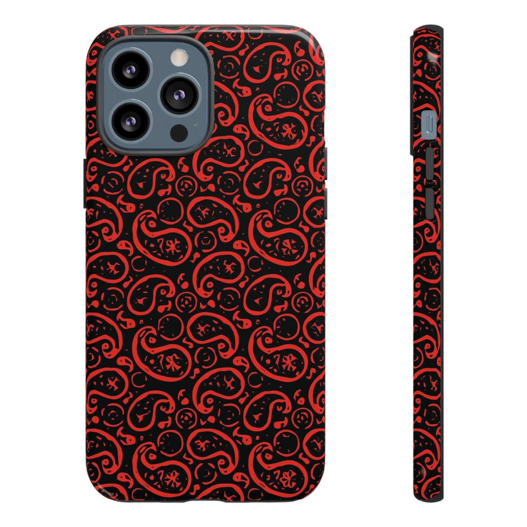 Cute IPhone Case | iPhone 15 Case | iPhone 15 Pro Max Case, Iphone 14 Case, Iphone 14 Pro Max Case IPhone Case for Art Lovers, Paisley Red - Studio40ParkLane