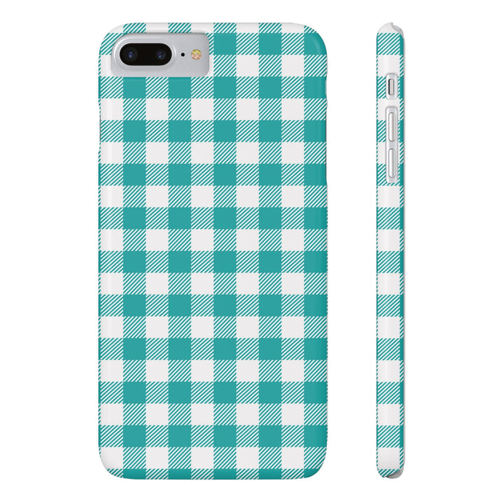 Slim Turquoise Gingham Gift for Her Cute Phone Cases for Iphone 16 Pro Max | iPhone 15 Case | iPhone 15 Pro Max Case, Iphone 14, 13, 12, 11, 10, 8, 7 - Studio40ParkLane