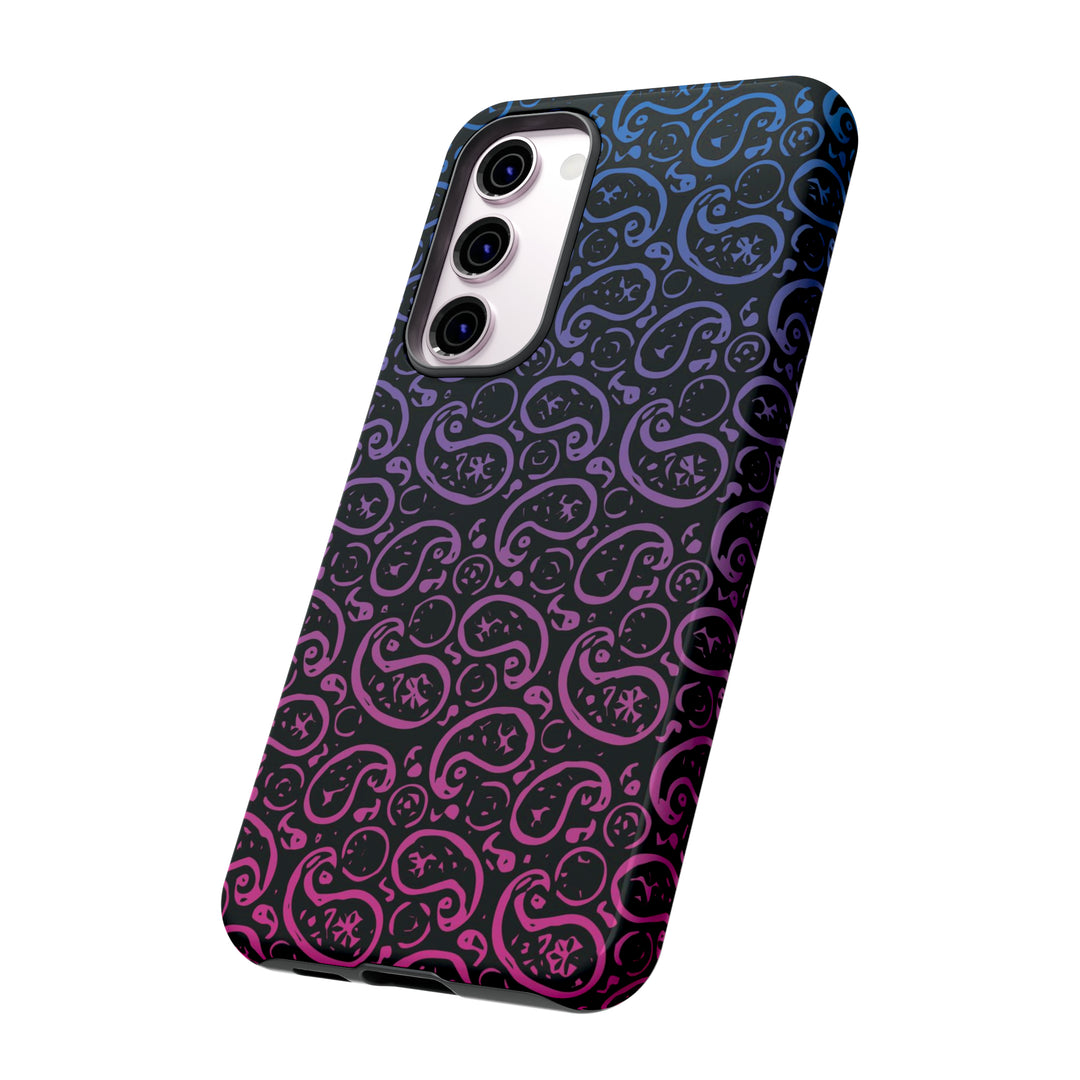 Cool Phone Case | Aesthetic Phone Case | Paisley Blue Pink Black | For Samsung Galaxy S23, S22, S21, S20 | Luxury Double Layer | Cute - Studio40ParkLane