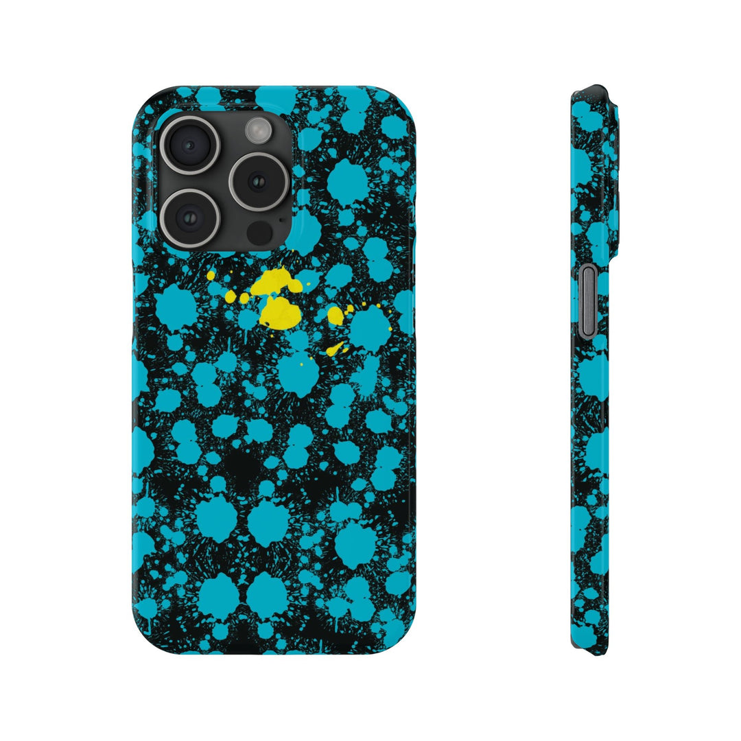 Slim Cute Phone Cases for Iphone - | iPhone 15 Case | iPhone 15 Pro Max Case, Iphone 14 Case, Iphone 14 Pro Max, Iphone 13, Paint Splash Blue Yellow - Studio40ParkLane
