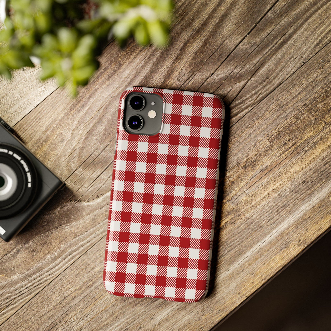 Slim Red Gingham Gift for Her Cute Phone Cases for Iphone 16 Pro Max | iPhone 15 Case | iPhone 15 Pro Max Case, Iphone 14, 13, 12, 11, 10, 8, 7