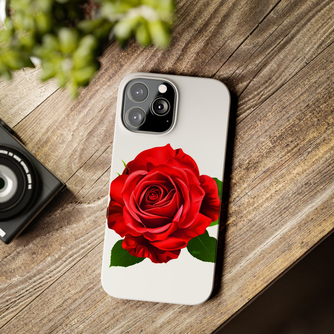 Slim Red Rose Flowers Gift for Her Cute Phone Cases for Iphone 16 Pro Max | iPhone 15 Case | iPhone 15 Pro Max Case, Iphone 14, Iphone 14 Pro Max, Iphone 13 12 11 8 7 - Studio40ParkLane