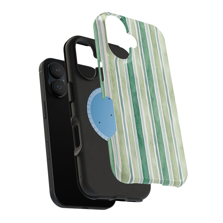 Aesthetic Tough Magsafe Green Stripes Watercolor Phone Case - For iPhone 17 Pro Max iPhone 16 Pro iPhone 15 Iphone 14 Plus 13 Pro 12 11 10 - Studio40ParkLane