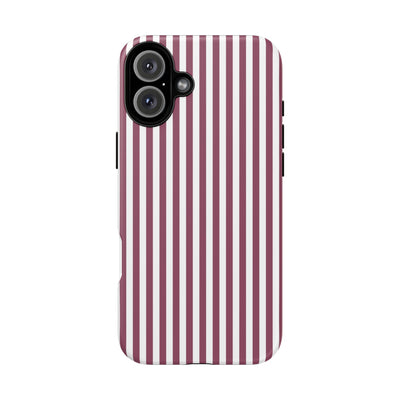 Tough Premium Old Claret Stripes Phone Case Gift for Her - For Apple iPhone 16 Pro Max 16e iPhone 15 Pro iPhone Iphone 14 Plus 13 Pro 12 SE XR - Studio40ParkLane