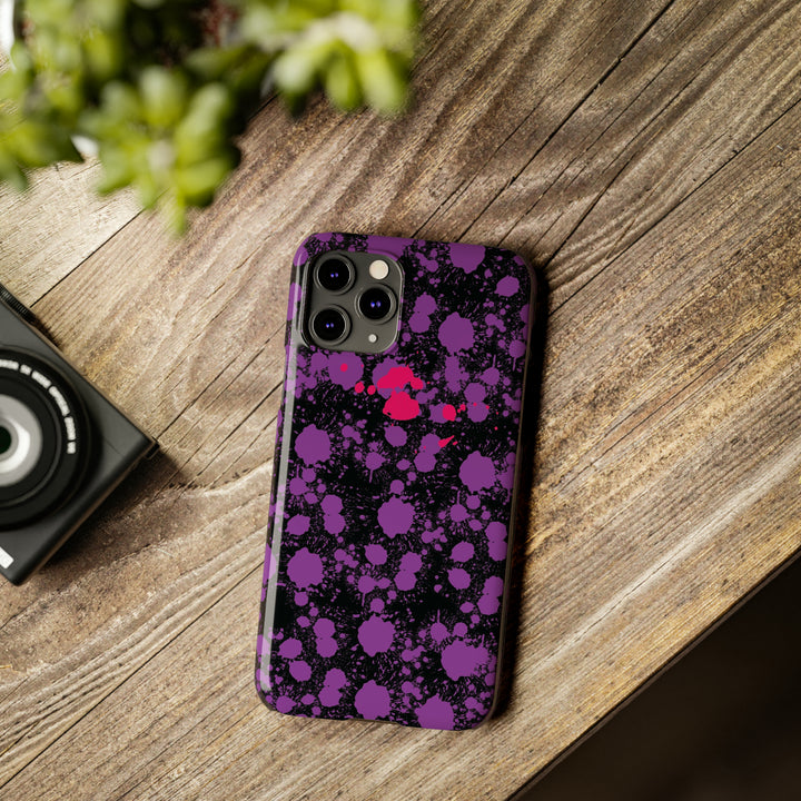 Slim Cute Phone Cases for Iphone - | iPhone 15 Case | iPhone 15 Pro Max Case, Iphone 14 Case, Iphone 14 Pro Max, Iphone 13, Purple Pink Paint Blots Splash - Studio40ParkLane