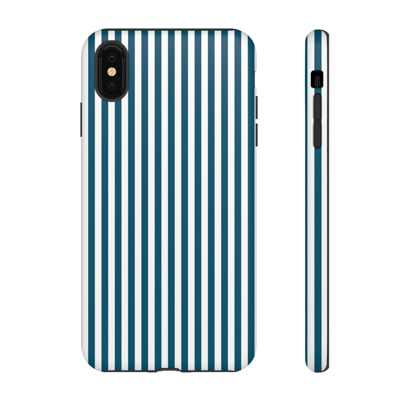 Tough Premium Teal Blue Stripes Phone Case Gift for Her - For Apple iPhone 16 Pro Max 16e iPhone 15 Pro iPhone Iphone 14 Plus 13 Pro 12 SE XR - Studio40ParkLane
