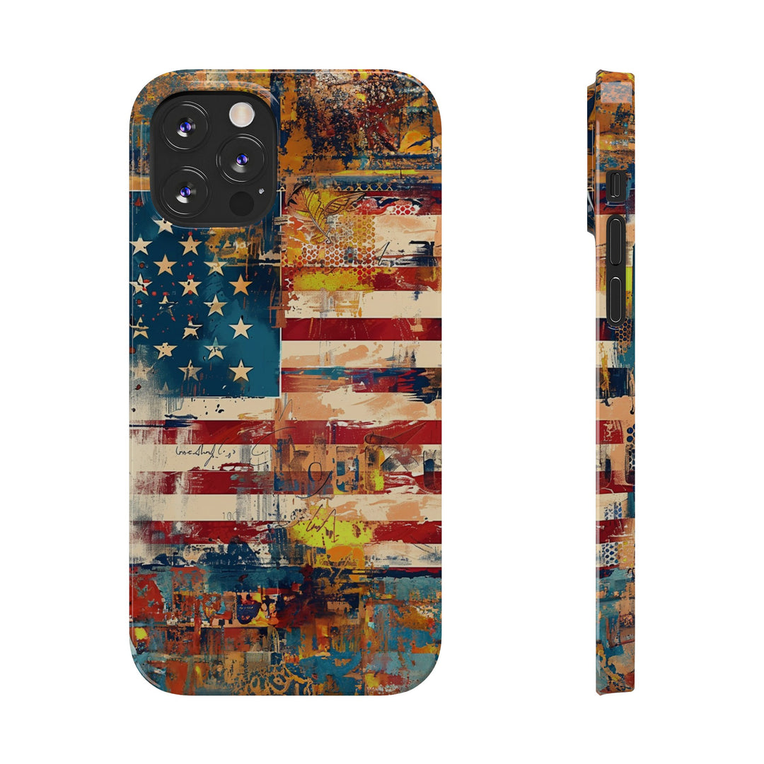 Slim Cute Phone Cases for Iphone | iPhone 15 Case | iPhone 15 Pro Max Case, Iphone 14, Iphone 14 Pro Max, Iphone 13, US Flag Abstract - Studio40ParkLane