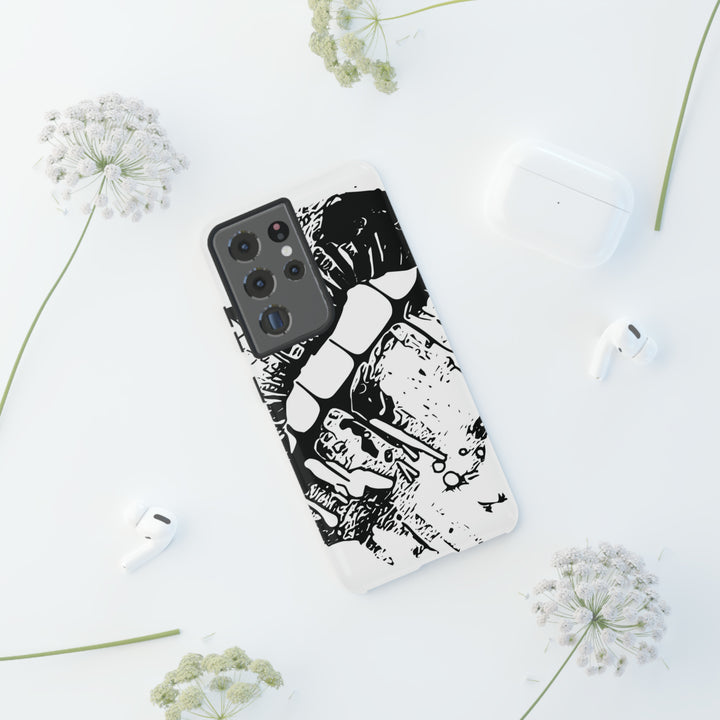 Cute Samsung Phone Case | Aesthetic Samsung Phone Case | Smile Lips Black White | Galaxy S23, S22, S21, S20 | Luxury Double Layer | Cool - Studio40ParkLane