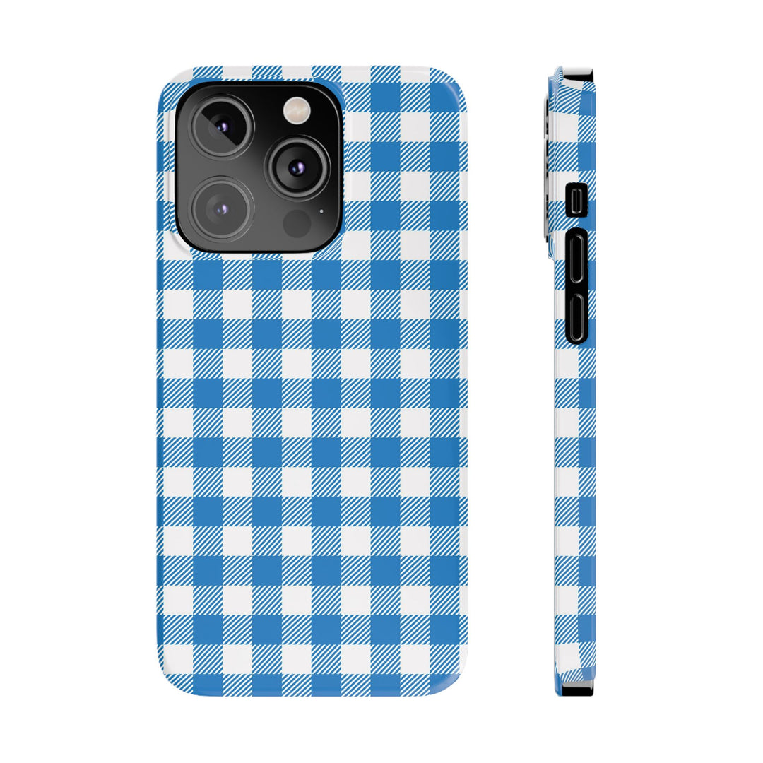 Slim Blue Gingham Gift for Her Cute Phone Cases for Iphone 16 Pro Max | iPhone 15 Case | iPhone 15 Pro Max Case, Iphone 14, 13, 12, 11, 10, 8, 7 - Studio40ParkLane