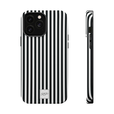 Custom Personalized Black White Striped Magsafe Phone Case for Iphone 17 - | iPhone 16 Pro Max Case | iPhone 15 Case Iphone 14 13 12 11 10 - Studio40ParkLane