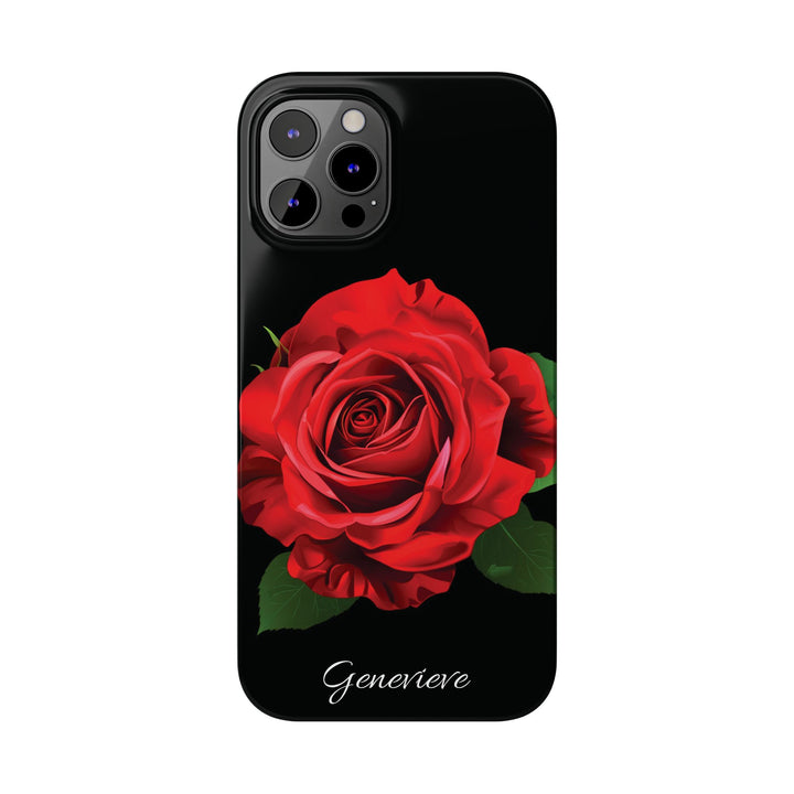 Slim Custom Personalized Red Rose Flowers Gift for Her Cute Phone Cases for Iphone 16 Pro Max | iPhone 15 Case | iPhone 15 Pro Max Case, Iphone 14, Iphone 14 Pro Max, Iphone 13 12 11 8 7 - Studio40ParkLane