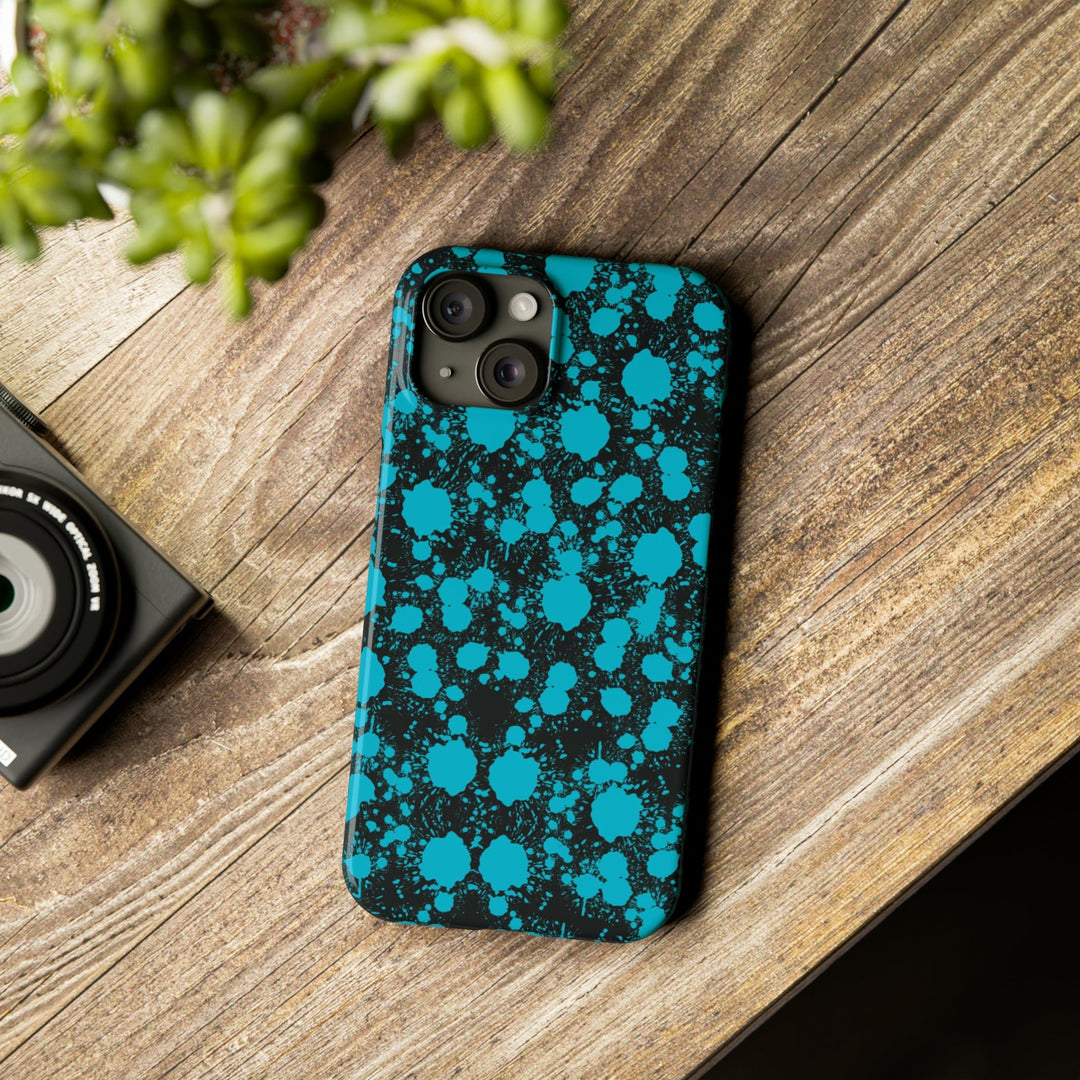 Slim Cute Phone Cases for Iphone - | iPhone 15 Case | iPhone 15 Pro Max Case, Iphone 14 Case, Iphone 14 Pro Max, Iphone 13, Blue Paint Blots Splash - Studio40ParkLane